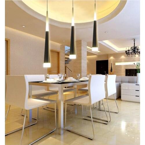 Home Led Conical lights for dining room modern chrome silver Led pendant lights bedroom wedding Restaurant cafe light luminaria