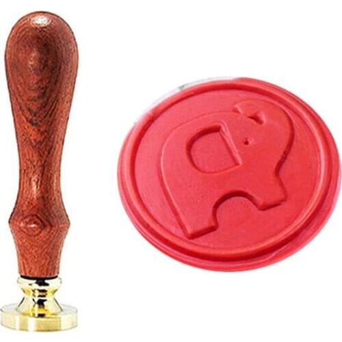Signature Custom Vintage Lovely Elephant Custom Picture Logo Wedding Invitation Wax Seal Sealing Stamp Rosewood Handle Set Kit