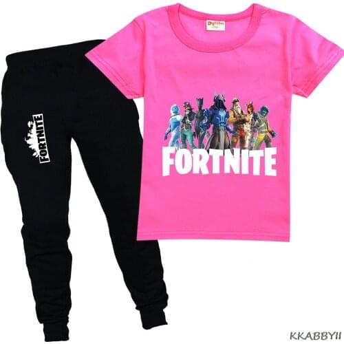 Game Fortnite New Summer Kids Clothing Sets Colorful T-Shirt + Pants 2Pcs Girls Boys Suit