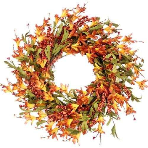 Artificial Flower Home Decor Door Hanger Wreath Halloween 35*35*10CM PE Autumn Eco-friendly Decoration Thanksgiving Garland