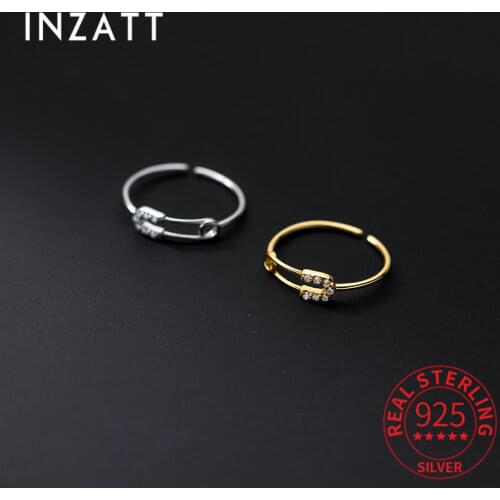 INZATT Real 925 Sterling Silver Zircon Adjustable 18k Ring For Women Punk Geometry Fine Jewelry Accessories DropShipping