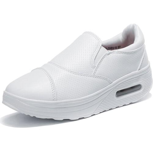 Wedges Swing Shoes Women Platform Senakers Slip On Casual Shoes Female Spring Wedges Sneakers White Lose Weight Sneaker Womens