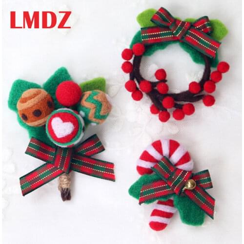 LMDZ 1Pcs Felting Brooch DIY Felting Crafts Wool Felt Kit Handmade Set Christmas Decoration Wreath Santa Claus Christmas Tree