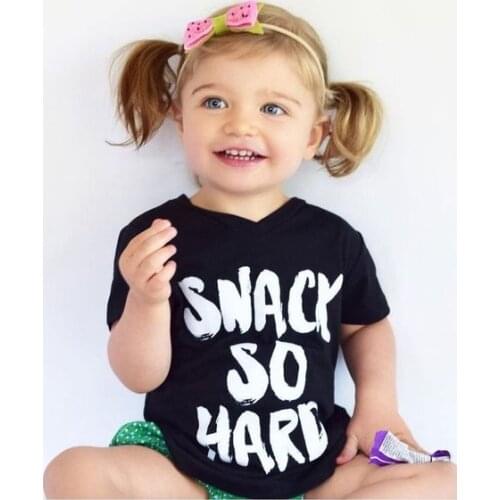 Snack So Hard Summer Kids Fashion Tshirt Letter Print Cute Boys and Girls Clothes Tops Funny Short Sleeve Children Tee Shirts