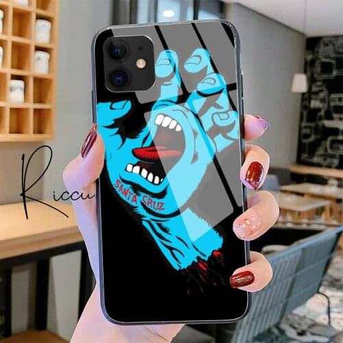 Fashion brand Skateboard Santa Cruz Phone Case Tempered Glass For iPhone 11 Pro XR XS MAX 8 X 7 6S SE 2020 12 Pro Max Mini case