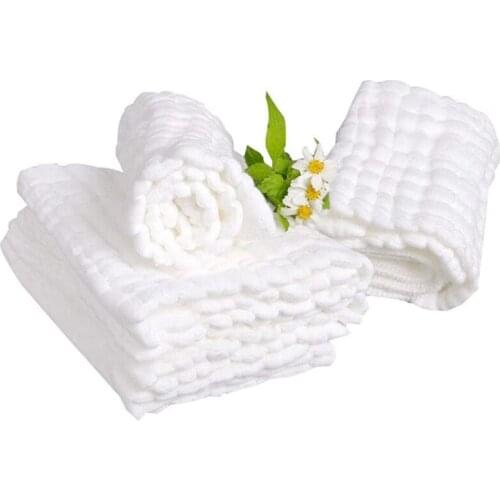 Baby Muslin Bath Towels, 10 Pack Of Reusable Soft Absorbent Cotton Baby Face Towel, for Babys Delicate Skin White