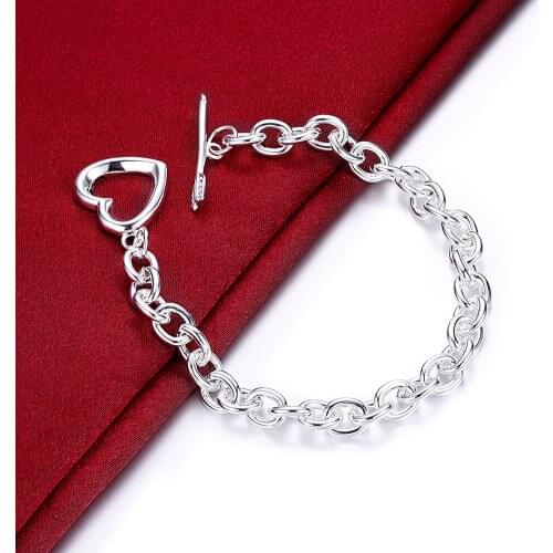 New 925 Sterling Silver One Arrow Heart Chain Bracelet Suitable For Men And Women Wedding Engagement Party Fashion Classic Jewel