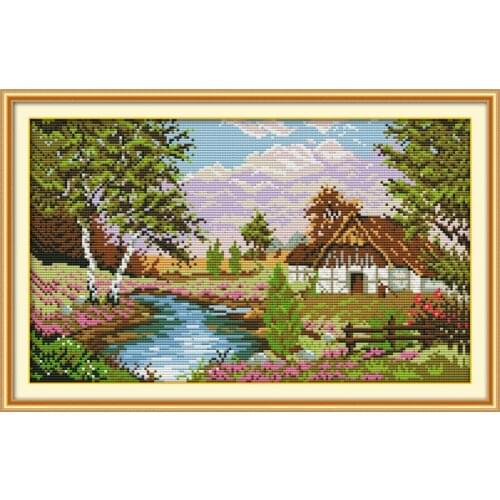 The scenery of the countryside (1) cross stitch kit 14ct 11ct count printed canvas stitching embroidery DIY handmade needlework