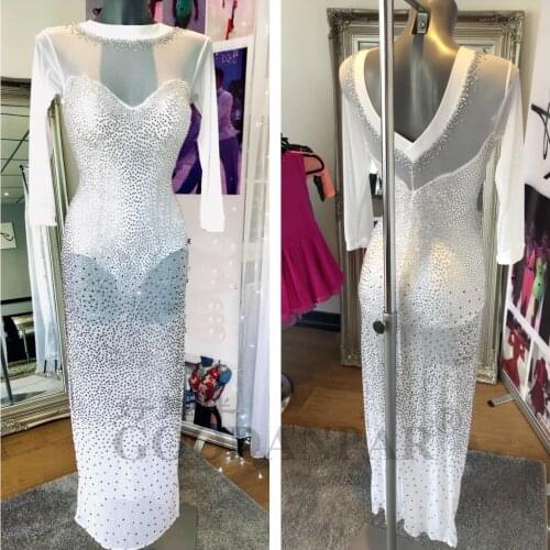 Latin dance dress women girls The latest style Sexy Latin dance apparel Latin dance dress white mesh drss