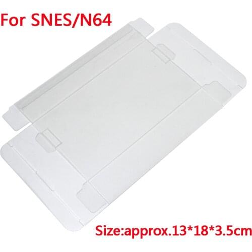 Clear transparent Protector Case CIB games plastic PET Protection Box for SNES For N-6-4 game boxes