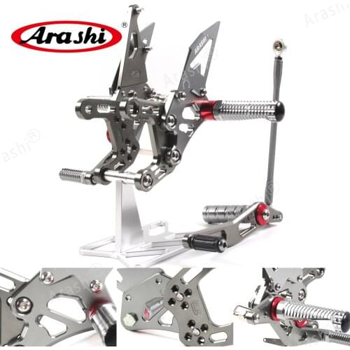 Arashi CNC Adjustable Footrests For YAMAHA YZF R1 2009-2014 Foot Pegs Rider Rearset Footrest Rest 2010 2011 2012 2013 Aluminum