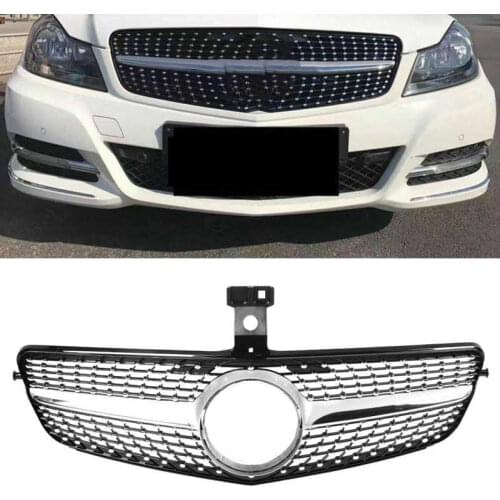 Front Bumper Grille Mesh Styling Fits for Mercedes Benz W204 C-Class 2008 2009 2010 2011 2012 2013 2014 ABS Car Accessories
