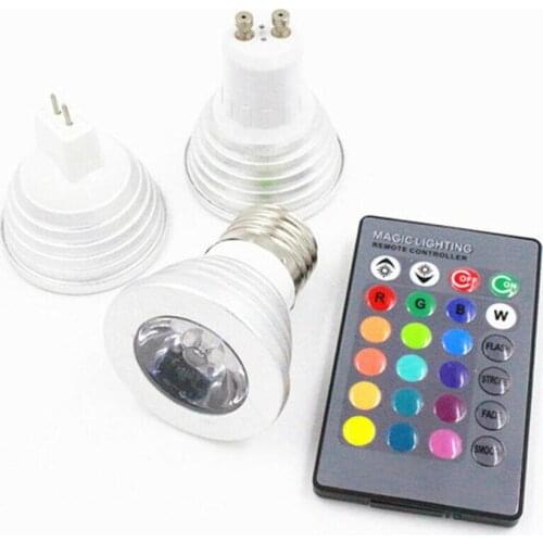 3W LED RGB Spotlight Bulbs E27 E14 GU10 GU5.3 MR16 Smart Control Lamp Home Decoration Color Changing Light Lamps