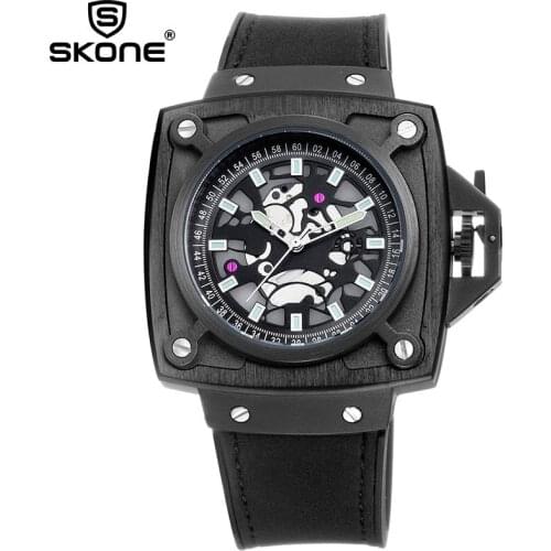 2020 Luxury Men Watches New Fashion Square Quartz Watch TOP Brand SKONE Casual Leather Wristwatches Business Relogio Masculino