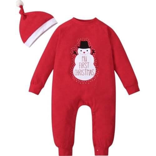 Bobora Christmas Romper Baby Boys Girls Long Sleeve Pajamas Jumpsuit Xmas Outfits + Headband for Newborn 0-24 Months