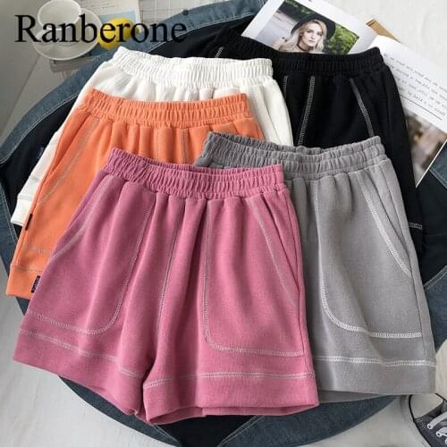 Ranberone Women Shorts High Waist Workout Shorts Fitness Gym Shorts Running Sport Woman Shorts Casual Lady Loose Short Pant