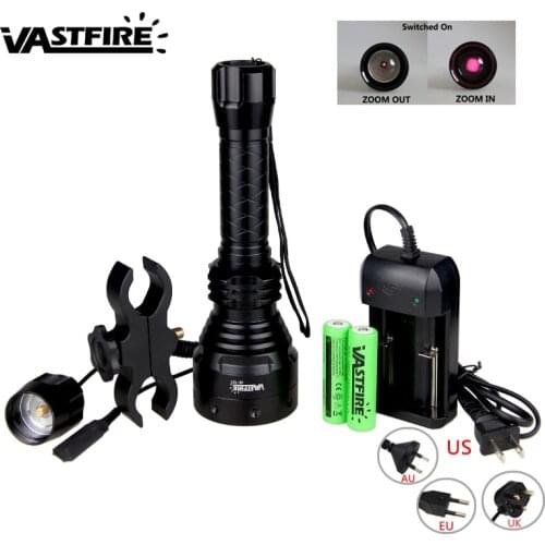 T67 IR 850nm Hunting Flashlight Tactical Zoomable Infrared Night Vision Weapon Scout Light For 30mm Picatinny Keymod Rail Mount