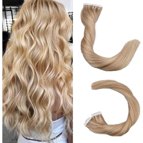 Toysww Piano Color 20pcs 40pcs 100% Real Human Hair Tape in Hair Extensions For Woman Machine Made Remy