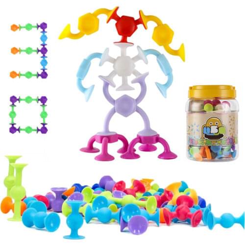 Boxed New Silicone Building Blocks Educational Toys DIY Sucker Silicone Block Model Construction Educational Toys For Children