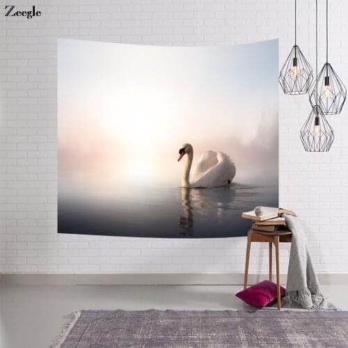 Zeegle Home Polyester Tapestry Dove Peacock Swan Tapestry Jacquard 3D Printed Rectangle Beach Towels Wall Hanging Carpet