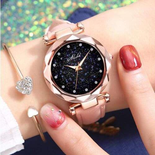 Starry Sky Watch Fashion Lady Quartz Watch Women Casual Wristwatch Imitation Leather Belt Watch Relogio Feminino