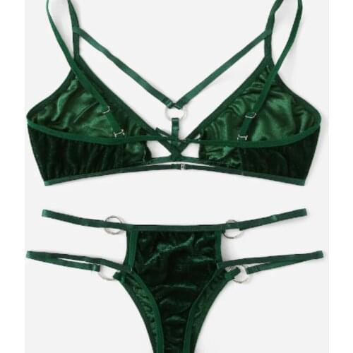 Women 2pcs Swimwear Bandage Bra Thong Bikini Set Push-up Cross Up Plain Metal Round Cross Up Sexy Bathing Swimsuit