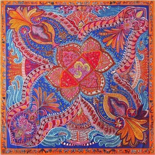 Women Scarf Luxury Brand Paisley Hijab Twill Silk Shawl Scarfs For Ladies Foulard Square Headband Female Head Scarves Wraps