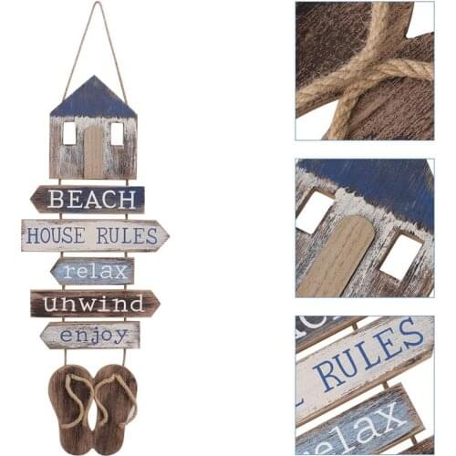 1pc Wooden Hanging Board Retro Design Door Hanging Tag Wall Hanging Sign Beach Rest Sign, Country House Decoration Sign