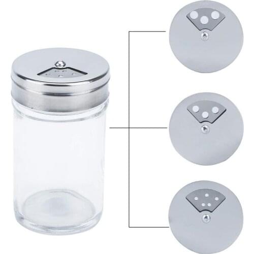 1pc Thicken Glass Spice Bottle Rotatable Adjustable Spice Jar Seasoning Shaker Kitchen Gadgets Spice Storage Tools