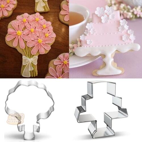 2pcs patisserie reposteria Flower Cake Wedding Cookie Cutter Metal Mold Fondant Cake Decor Biscuit Pastry Cupcake Paste Mould