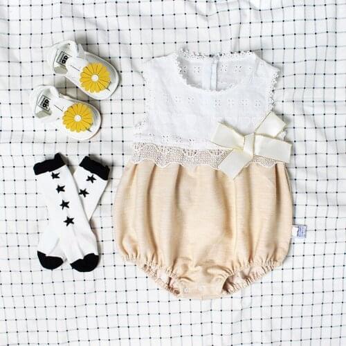 2019 Summer Baby Girl Clothes Cotton Lace Mesh Newborn Bodysuit Dress Sleeveless 0-24M Infant Girl Jumpsuit Clothing 7 Styles