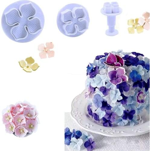3Pcs/Set Hydrangea Fondant Cake Decorating SugarCraft Plunger Cookie Cutter Flower Blossom Mold Home Cake tools Drop Shipping