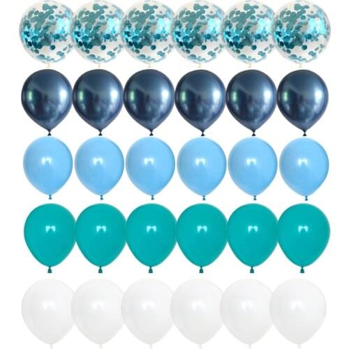30pcs Tiffany Blue Balloons Set Chrome Metallic Latex Balloon with Confetti Balloons Wedding Birthday Party Decor Baby Shower
