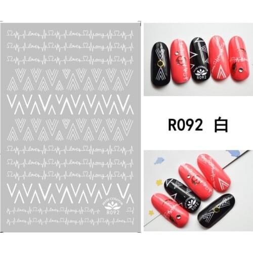 3D Nail Sticker Triangle Geometric Lines Love Fashion Stickers Autumn Small Adhesive Stickers for Manicure Nail Art Decoration
