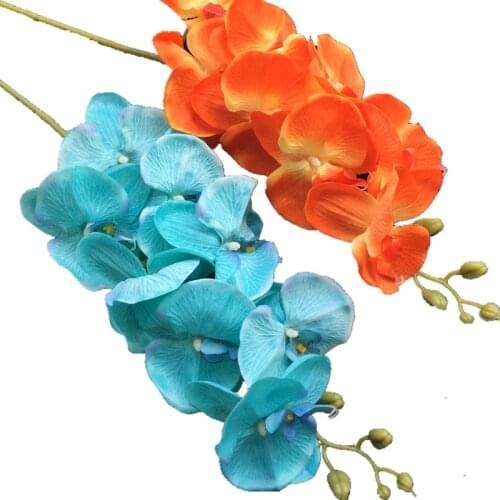 5pcs Fake Single Stem Moth Orchids 8 heads Big Size Phalaenopsis Orchid for Wedding Centerpieces Decorative Artificial Flowers