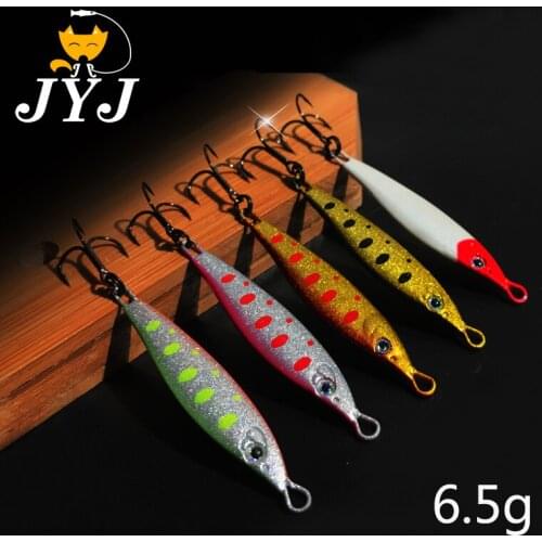 5pcs/lot 4.4cm 6.5g Ultrathin Lead Fish Metal Jig Fishing Lure 5 Colors Metal Wobbler Treble Hooks Artificial Hard Bait