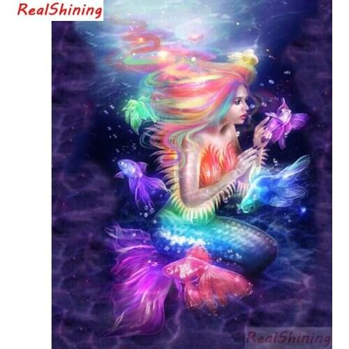 5D Diy Diamond Painting Cross Stitch full Square Diamond Embroidery Mermaid picture for room Decor H1633