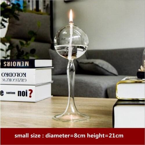 Free Shipping 8*21cm Small Size Creative Transparent Glass Oil Lamp Wedding Decoration Handcraft Candle Light Friend Gift