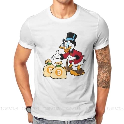 Bitcoin Cryptocurrency Meme Hodl Scrooge Duck Tshirt Vintage Grunge Mens Tees Tops Plus Size Cotton Crewneck T Shirt