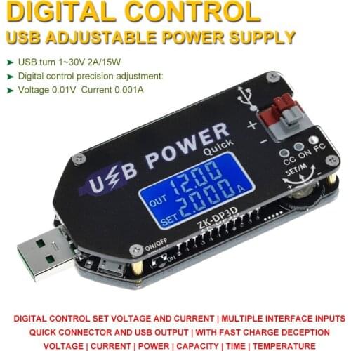 CNC USB TYEPE-C DC DC Converter CC CV 1-30V 2A 15W Power Module Adjustable Regulated power supply QC2.0 3.0 AFC