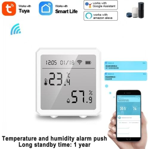 Tuya WIFI Temperature And Humidity Sensor Indoor Hygrometer Thermometer With LCD Display Support Alexa Google Assistant Home