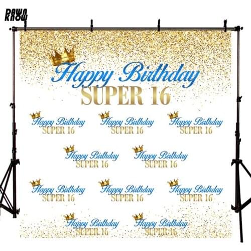 DAWNKNOW Golden Shimmer Photography Background Photocall Personal 16th Adult Birthday Party Photo Backdrop Customize lv1821