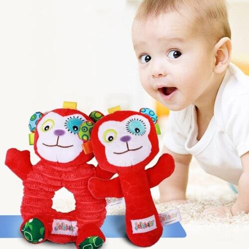 BB Device Toy Baby Hand Rattle Plush Toy Cute Baby Cartoon Animal Cat Hand Stick Cartoon Animal Kids Toys Kids Gift