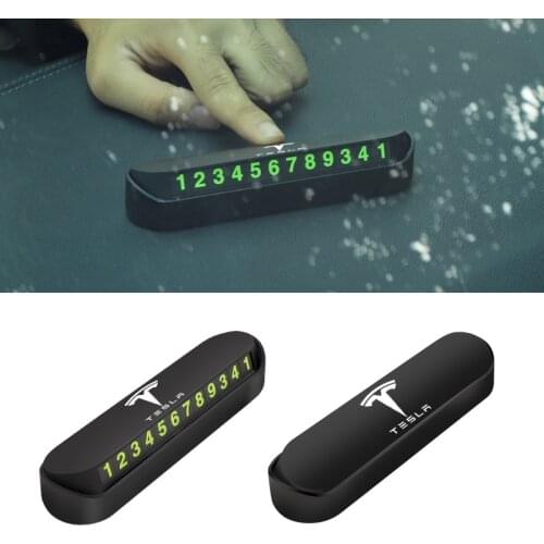 Car Styling Luminous Temporary Parking Card Hideable Switch Phone Number Card For Tesla Model 3 Model S Model X Model Y Roadster