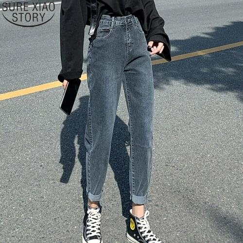 High Waist Jeans Loose Pants Women All-match Jeans Women Straight Fashion 2021 Autumn Stretch Street Style Jeans Trousers 10791