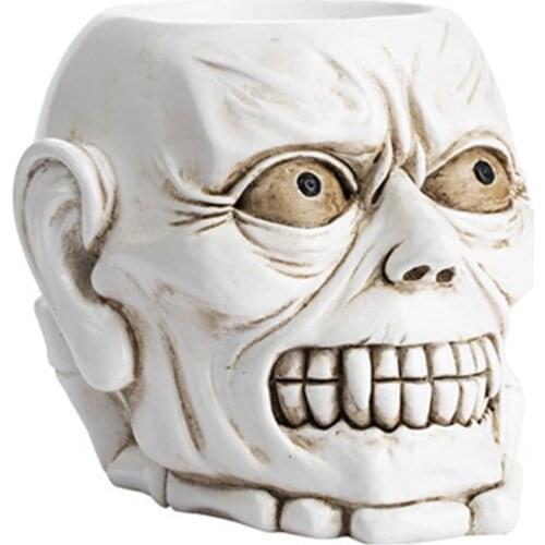 Skull Pen Pencil Makeup Brush Holder Retro Funnys Storage Bucket for Home School Office Stationery Pen Holders Halloween Gift