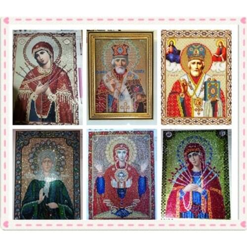 2021 hot sale 5d diy glass diamond painting religious icons glass diamond embroidery bead picture for christmas gift