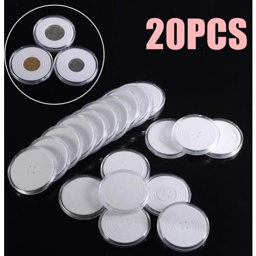 20pcs/lot 46mm Plastic Coin Holder Transparent Coin Collecting Box Case for Coins Storage Capsules Protection Container