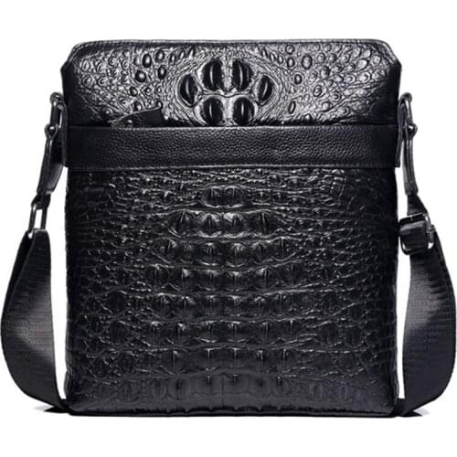 Crocodile Pattern Messenger Bag Mens Genuine Leather shoulder for men leather fashion Small Flap male Crossbody Bags handbags