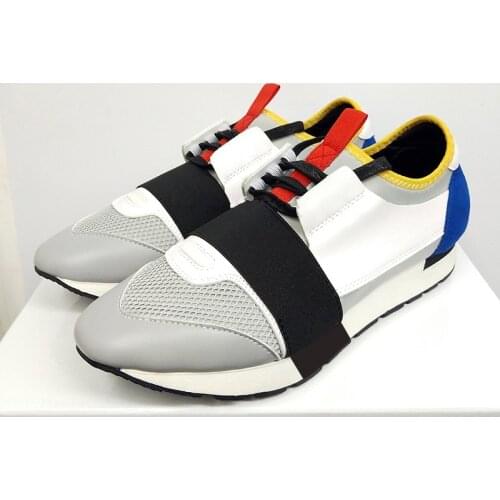 Casual Sneakers Women Mixed Colors Couple Shoes Lace-Up Sport Shoes Elastic Band Ladies Single Shoes Flat Platform Shoes Woman